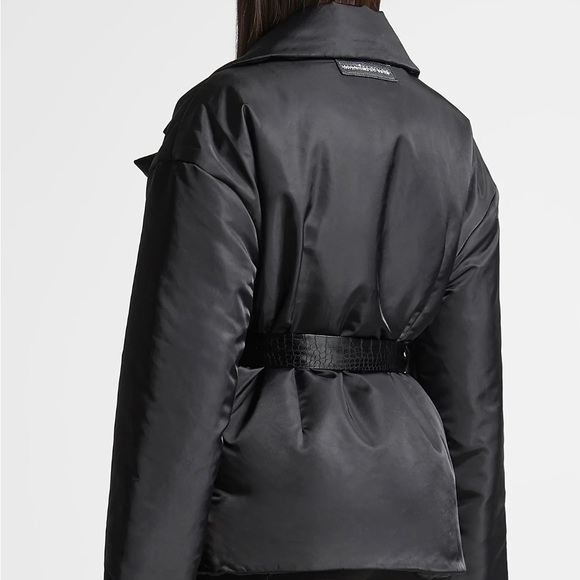 Nylon belted blazer jacket - Black - Picture 4 of 16